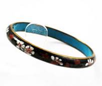 Vintage black cloisonne bangle bracelet