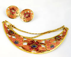 Vintage Cloisonne Necklace and Bracelet set