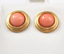 Vintage Salmon Pink Coral and gold earrings