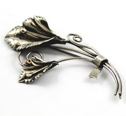 Vintage sterling Coro floral brooch