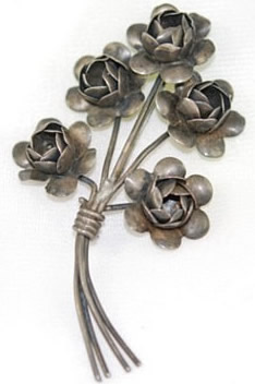 Vintage Coro Sterling Floral Brooch