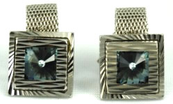 Silver and blue cuff links