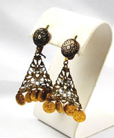 Spanish Damascene Gold Filled Earrings