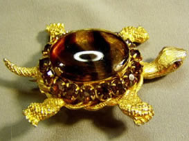 Vintage DeNicola Rhinestone Turtle Brooch