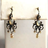 Vintage sterling and pearl chandelier earrings