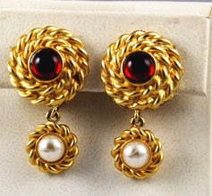 Vintage gold tone rope earrings