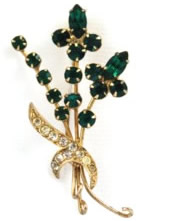 Emerald rhinestone brooch