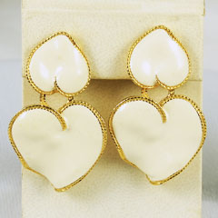 Vintage Enamel Heart Clip On Earrings