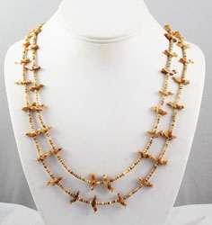 Vintage Zuni Double Strand Fetish Shell Heishe Necklace 