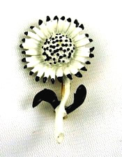 Vintage BLack and White Enamel Flower