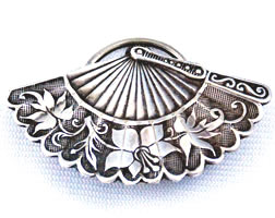 Vintage French Fan Brooch Silver