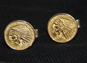 Vintage Indian Head Half Eagle gold coin cuff links