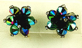 Vintage Vendome Green Rhinestone Earrings