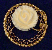 Vintage Gold Filled Ivory Brooch