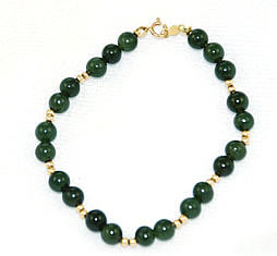 Vintage Jade and Gold Beaded Bracelet