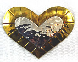 Jeep Collins Sterling and Brass Heart Brooch