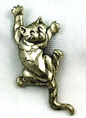 Vintage JJ Pewter Cat Pin