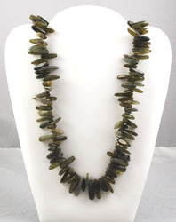 Vintage Labradorite Tooth Beaded Necklace Sterling Clasp