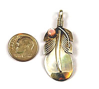 Vintage Native American Leaf Pendant Signed E. Yazzie