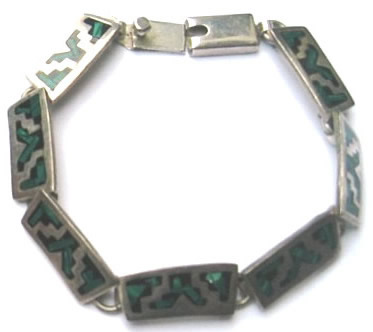 Sterling and Malachite Mexican Bracelet