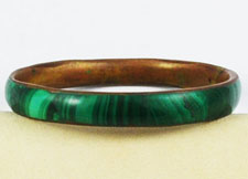 Vintage malachite and brass gemstone bangle bracelet