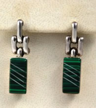 Vintage malachite and silver earrings