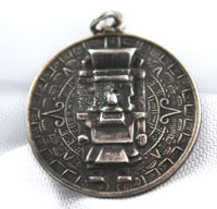 Vintage Mayan Calendar Sterling Silver Pendant