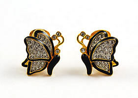 Vintage Nolan Miller Rhinestone Butterlfy Earrings