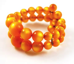 Vintage amber moonglow beaded bracelet Lucite