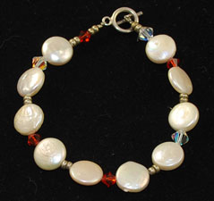 Coin Pearl and Crystal Bracelet 