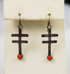 Pueblo Cross Isleta Cross Sterling Native American Earrings