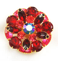 Vintage red rhinestone Swarovski brooch