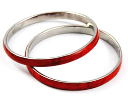 Vintage red coral bangle bracelets