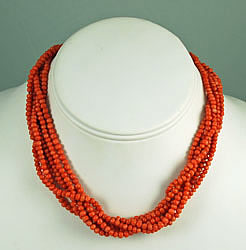 Victorian Hand Carved Red Coral Necklace