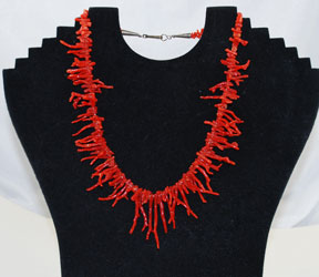 Native American Red Branch Coral Necklace 