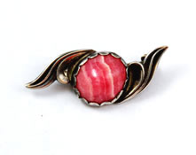 Vintage sterling silver rhodochrosite brooch