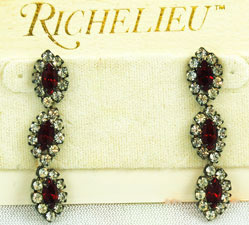 Vintage Richelieu Rhinestone Earrings Siam