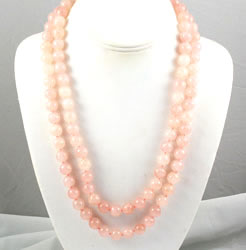 Vintage double strand rose quartz gemstone necklace beads