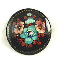 Vintage Russian Hand Painted Brooch