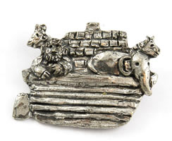 Vintage Sheridan Pewter Noah's Ark Brooch