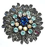 floral rhinestone brooch