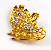 Gold Tone Rhineston Sleigh Pin