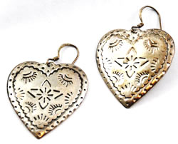 Sterling silver stamped heart earrings 