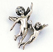 Vintage sterling silver angels pin