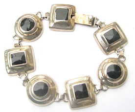 Silver and obsidian bracelet