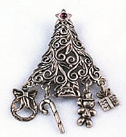 Vintage Sterling Silver Christmas Tree Pin