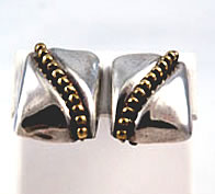 Vintage sterling and brass Mexican earrings from Taxco