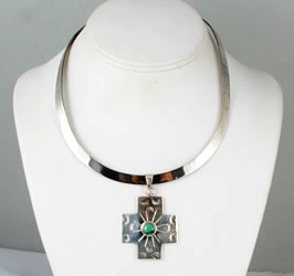 Vintage Mexican Silver Cross Collar Necklace