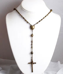 Vintage Sterling Silver Rosary Necklace