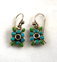 Sterling turquoise floral earrings